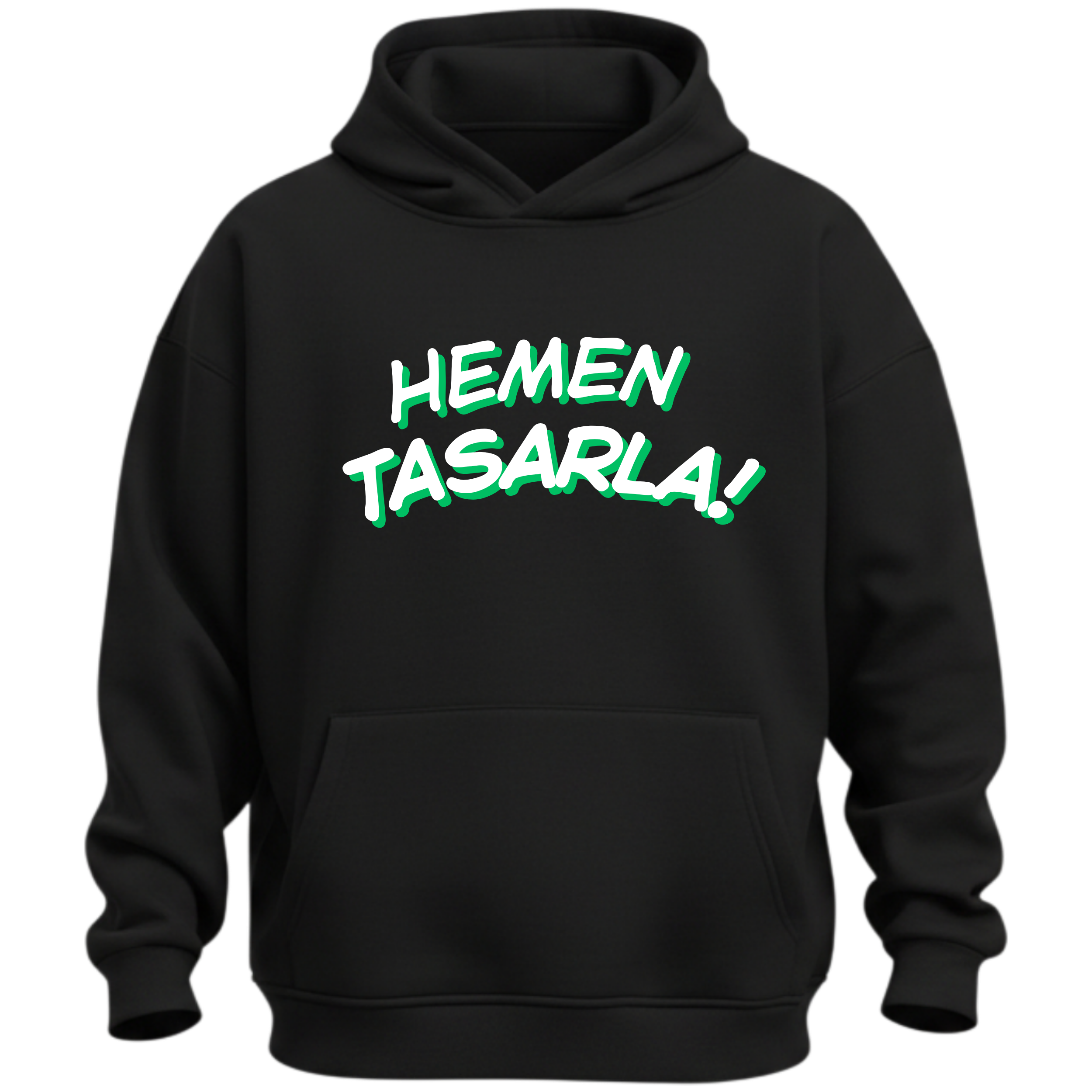 siyah Siyah Kapüşonlu Sweatshirt (Hoodie) - Görsel 1
