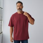 Oversize Tişört -Bordo - Görsel 3