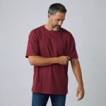 Oversize Tişört -Bordo - Görsel 4
