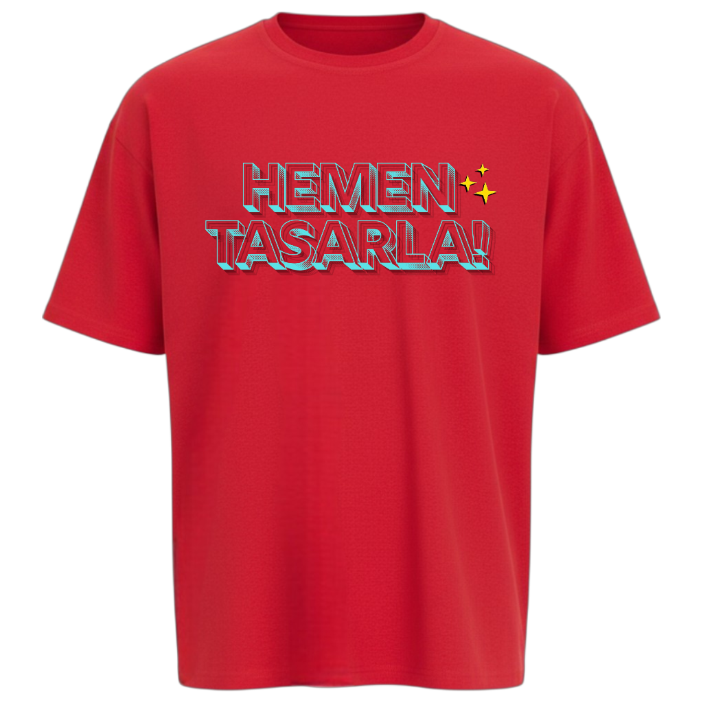 kırmz Oversize Tişört -Kırmızı - Görsel 1